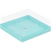 Коробка для муссовых пирожных (4 шт) тиффани с пластиковой крышкой 190*190*80 мм
