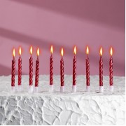 Свечи в торт "Спираль", 10 шт, средние, 5 см, красный металлик (2919670)