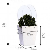 Сумка для цветов тиснение белая влагостойкая, 17x17-11.5x11.5-20 см