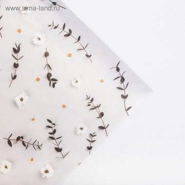 Бумага упаковочная крафтовая «Цветы», 70 × 100 см, 1 метр