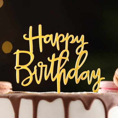 Топпер "Happy Birthday", 11*13 см, золото