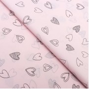 Бумага упаковочная тишью, "Сердечки", 50 см х 70 см 17 грамм, розовая, 1 лист