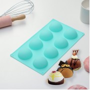 Форма силиконовая  «Полусферы» 28×16,2×2,5см (d=5,4 см), 8 ячеек, цвет мятный (9784613)