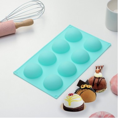 Форма силиконовая «Полусферы» 28×16,2×2,5см (d=5,4 см), 8 ячеек, цвет мятный (9784613) Форма силиконовая «Полусферы» 28×16,2×2,5см (d=5,4 см), 8 ячеек, цвет мятный (9784613)