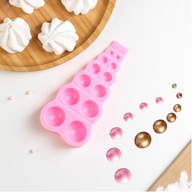 Силиконовый молд «Полусферы», 14×7×2 см, 12 ячеек, цвет розовый Силиконовый молд «Полусферы», 14×7×2 см, 12 ячеек, цвет розовый