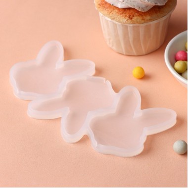 Форма силиконовая для леденцов «Заяц»,13×7,5×0,7 см, 3 ячейки Форма силиконовая для леденцов «Заяц»,13×7,5×0,7 см, 3 ячейки