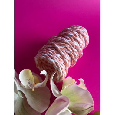 Шнур декоративный двухцветный белый с персиковым 0,3 см, 1 метр