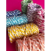 Шнур декоративный двухцветный белый с персиковым 0,3 см, 1 метр