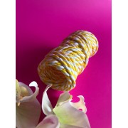 Шнур декоративный двухцветный белый с жёлтым 0,3 см, 1 метр