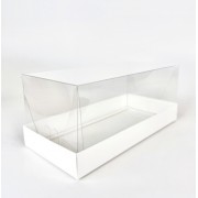 Коробка под мини-рулеты ПРЕМИУМ с прозрачным куполом 240*110*100 мм (белая)