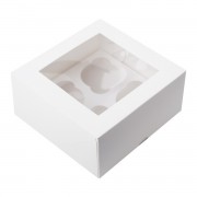 Короб под капкейки БЕЛЫЙ с ОКНОМ CUP2,100*160*100 мм.