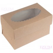 Коробка для 2 капкейков С ОКНОМ Muf 2, 100*160*100 мм.