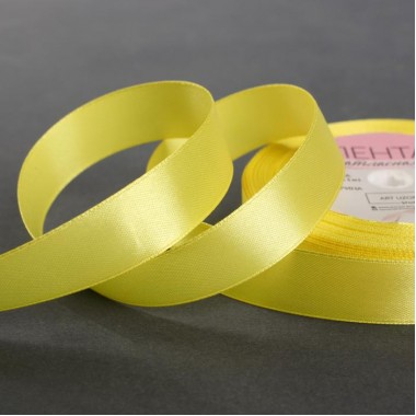 Лента атласная, 20 мм × 23 ± 1 м, цвет жёлтый №15 Лента атласная, 20 мм × 23 ± 1 м, цвет жёлтый №15