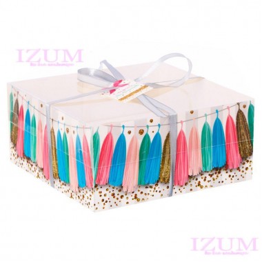 Коробка для 4 капкейков, маффинов "Праздник"16*16*7,5 см.