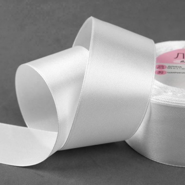 Лента атласная, 40 мм × 23 ± 1 м, цвет белый №01 Лента атласная, 40 мм × 23 ± 1 м, цвет белый №01