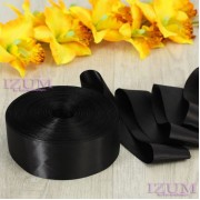 Лента атласная, 50 мм , цвет чёрный, 1 метр.