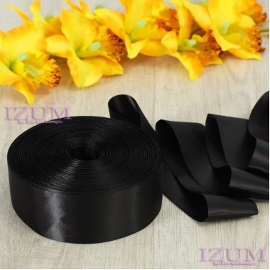 Лента атласная, 50 мм , цвет чёрный, 1 метр.