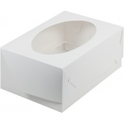 Коробка  235*160*100 мм под 6 капкейка БЕЛАЯ с круглым окошком (тонкий картон)