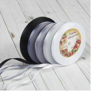 Набор атласных лент, 5 шт, размер 1 ленты: 6 мм, 23±1м, цвет серый спектр.