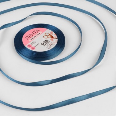 Лента атласная, 6 мм × 23 ± 1 м, цвет лазурный №36