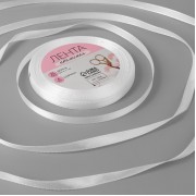 Лента атласная, 6 мм × 23 ± 1 м, цвет белый №01