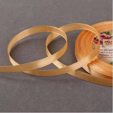 Лента атласная, 6 мм × 23 ± 1 м, цвет крем-брюле №68, 1218129 Лента атласная, 6 мм × 23 ± 1 м, цвет крем-брюле №68, 1218129