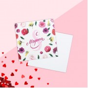 Открытка мини «8 марта», цветы, 7 × 7 см.
