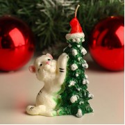 Свеча новогодняя декоративная "Тигр у елки", 8х4,6х11,5 см
