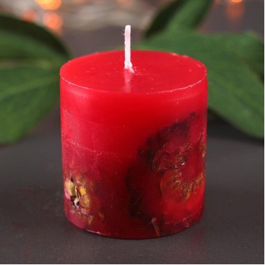 Свеча цилиндр "Цветочная" 5,*5,5 см, красная.