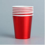 Стакан бумажный, набор 6 шт., цвет красный.