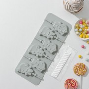 Форма для леденцов «Девочка, мальчик», 24×9,5 см, 6 ячеек, с палочками, цвет МИКС