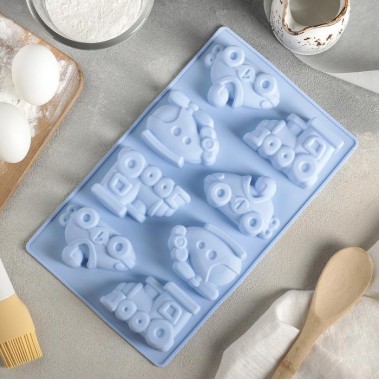 Форма для выпечки «Транспорт», 29×17 см, 8 ячеек (7,5×5,8 см), цвет МИКС.