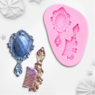 Молд силиконовый 6,5х4х1 см "Расческа и зеркало" Молд силиконовый 6,5х4х1 см "Расческа и зеркало"