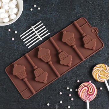 Форма для леденцов и мороженого «Кексик», 6 ячеек.