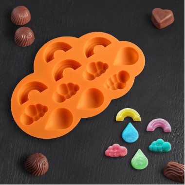 Форма для кондитерских украшений «Погода», 22,5×14,5×1,5 см, 11 ячеек, цвет МИКС