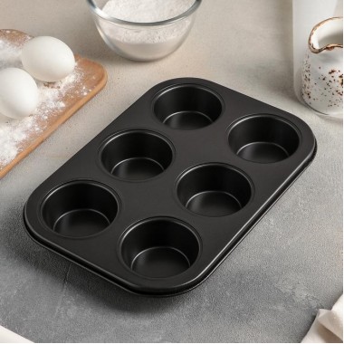 Форма для выпечки Доляна «Жаклин», 26×17×3 см, 6 ячеек, антипригарное покрытие