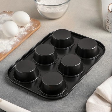 Форма для выпечки Доляна «Жаклин», 26×17×3 см, 6 ячеек, антипригарное покрытие