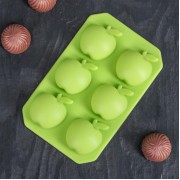 Форма для шоколада, пирожных "Яблоко", 6 ячеек.