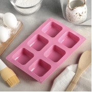 Форма для выпечки «Квадрат», 22,5×15 см, 6 ячеек (5,5×5,5×1,5 см) , цвет МИКС