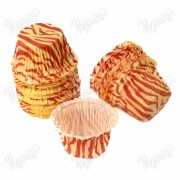Форма бумажная Маффин 50*36 мм, жёлтый фон оранжевые полосы, 10 шт.