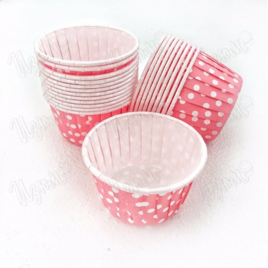 Форма для выпечки гладкая усиленная розовый фон, белый горох , 100 шт