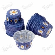 Форма бумажная Маффин 50*36 мм, синий фон в цветочки, 10 шт.