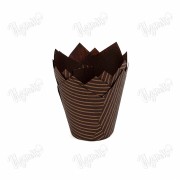 Форма бумажная "Тюльпан", 5*8 см, (коричневые с золотой линией), 10 шт