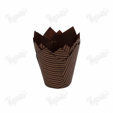 Форма бумажная "Тюльпан", 5*8 см, (коричневые с золотой линией), 10 шт