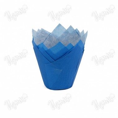 Форма бумажная "Тюльпан", 5*8 см, (синие), односторонние, 10 шт
