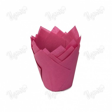 Форма бумажная "Тюльпан", 5*8 см, бордовая (темно-розовые), 10 шт