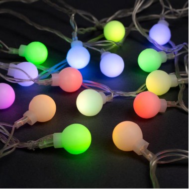 Гирлянда "Нить" 5 м с насадками "Шарики белые", IP20, прозрачная нить, 20 LED, свечение RG/RB, мигание, 220 В, 541526