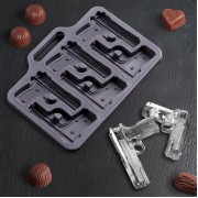 Форма для шоколада "Пистолет", 6 ячеек, цвета МИКС