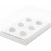 Коробка 235*160*100 мм под шоколадные яйца ( 6 шт) белая с пластиковой крышкой .