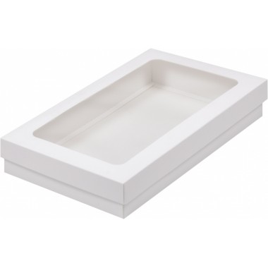 Коробка 250*150*40 мм для клубники в шоколаде, (белая) с окном.